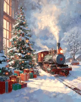X-Mas Train Christmas Art Print - 8"x10" Artwork