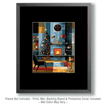 Mid-Century Modern X-mas Room Christmas Art Print - 8"x10" Artwork