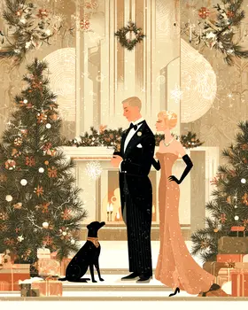 Mid-Century Modern X-mas Toast Christmas Art Print - 8"x10" Artwork