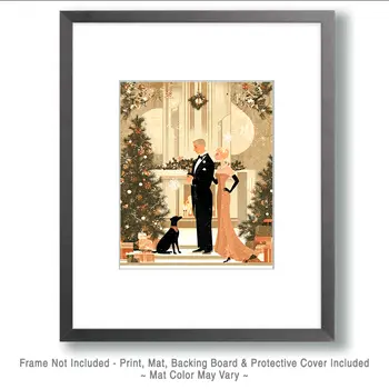 Mid-Century Modern X-mas Toast Christmas Art Print - 8"x10" Artwork