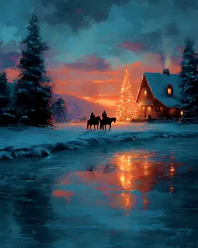 Country X-Mas Eve Christmas Art Print - 8"x10" Artwork