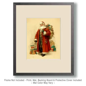 Antique Style Santa Claus Christmas Art Print - 8"x10" Artwork