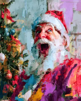 Surprised Santa Claus Christmas Art Print - 8"x10" Artwork