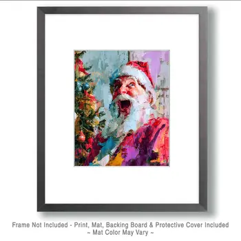 Surprised Santa Claus Christmas Art Print - 8"x10" Artwork