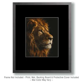 African Lion Portrait Big Cats Art Print - 8"x10" Artwork