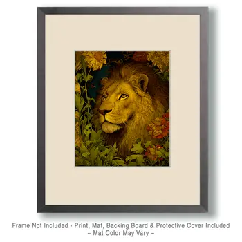 Nouveau African Lion Portrait Big Cats Art Print - 8"x10" Artwork