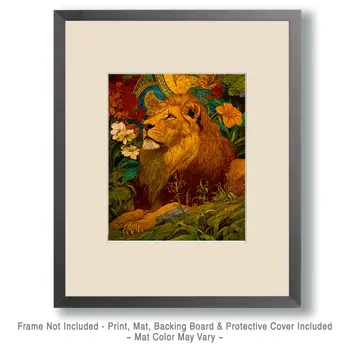 Nouveau African Lion Big Cats Art Print - 8"x10" Artwork
