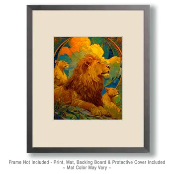 Luministic African Lion Big Cats Art Print - 8"x10" Artwork
