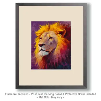 Impressionist African Lionesse Portrait Big Cats Art Print - 8"x10" Artwork