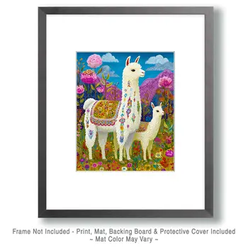 Peruvian Style Alpaca & Llama Art Print - 8"x10" Artwork