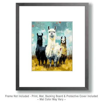 Three Alpacas - Alpaca & Llama Art Print - 8"x10" Artwork