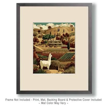 Folk Art Alpaca & Llama Art Print - 8"x10" Artwork