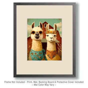 Alpaca Gothic - Alpacas & Llamas Art Print - 8"x10" Artwork