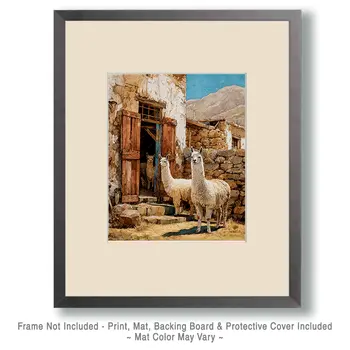 On the Farm Alpaca & Llama Art Print - 8"x10" Artwork