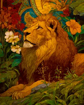 Nouveau African Lion Big Cats Art Print - 8"x10" Artwork
