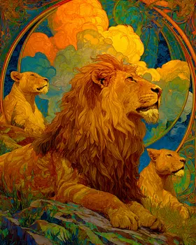 Luministic African Lion Big Cats Art Print - 8"x10" Artwork