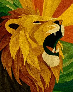 Stylized African Lion Roaring Big Cats Art Print - 8"x10" Artwork
