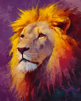 Impressionist African Lionesse Portrait Big Cats Art Print - 8"x10" Artwork