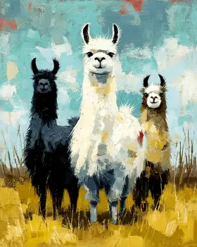 Three Alpacas - Alpaca & Llama Art Print - 8"x10" Artwork