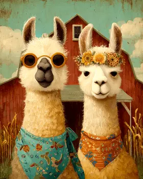 Alpaca Gothic - Alpacas & Llamas Art Print - 8"x10" Artwork