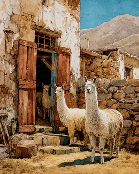 On the Farm Alpaca & Llama Art Print - 8"x10" Artwork