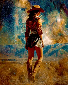 Cowgirl on Evening Stroll American West Art Print - 8"x10" Artwork
