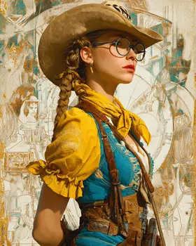 Cowgirl Brainiac American West Art Print - 8"x10" Artwork