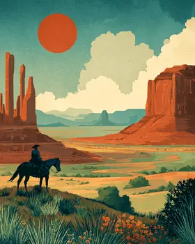 Monument Valley Cowboy American West Art Print - 8"x10" Artwork
