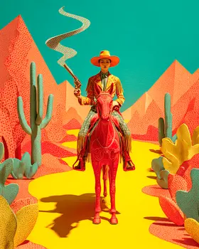 Lowbrow Pistolera American West Art Print - 8"x10" Artwork