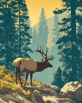 Classic Elk American West Art Print - 8"x10" Artwork