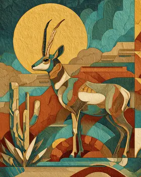 Stylized Antelope American West Art Print - 8"x10" Artwork