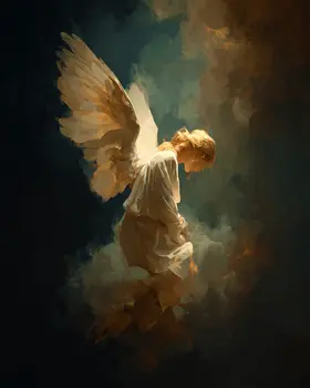 Solemn Nouveau Angel - Angelic Art Print - 8"x10" Artwork