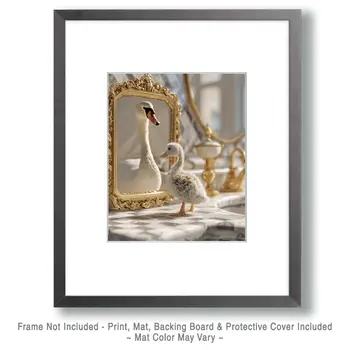 Cygnet to Swan Bathroom Decor Art Print - 8"x10" Artwork