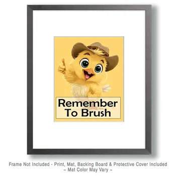 Chicken Chick "Remember to Brush" Kid's Art Print - 8"x10" Artwork