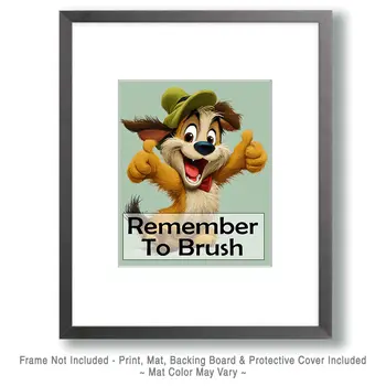 Puppy "Remember to Brush" Kid's Art Print - 8"x10" Artwork