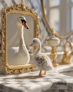 Cygnet to Swan Bathroom Decor Art Print - 8"x10" Artwork