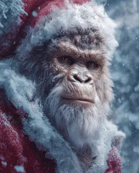 Bigfoot Santa Claus Christmas Art Print - 8"x10" Artwork