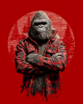 Buffalo Plaid Bigfoot Art Print - 8"x10" Artwork