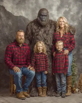 Our Family Photo with Bigfoot Art Print - 8"x10" Artwork
