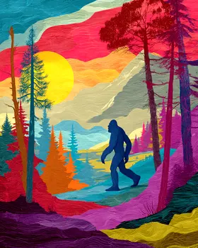 Surreal Bigfoot Walking Art Print - 8"x10" Artwork