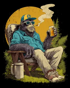 Bigfoot at Camp Relaxin' Art Print - 8"x10" Artwork
