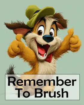 Puppy "Remember to Brush" Kid's Art Print - 8"x10" Artwork