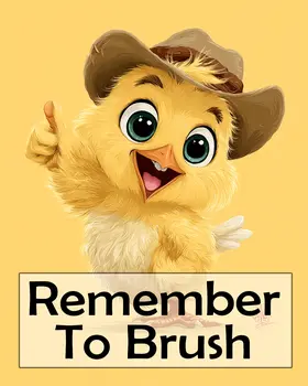 Chicken Chick "Remember to Brush" Kid's Art Print - 8"x10" Artwork