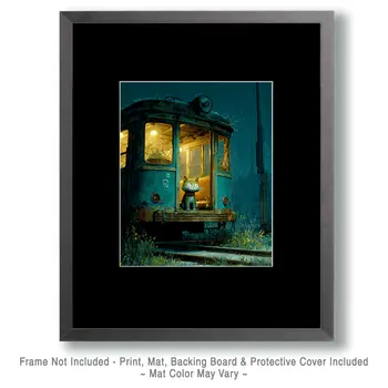 Train Hoppin' Kitty - Hobo, Vagabond & Wanderer Cat Series Art Print - 8"x10" Artwork