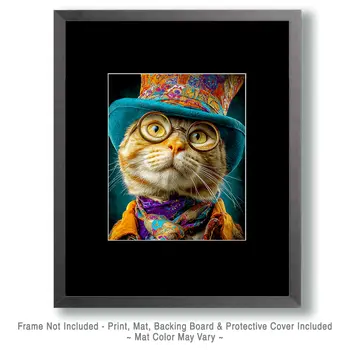 The Crazy Professor - Cats in Hats - Art Print - 8"x10" Artwork