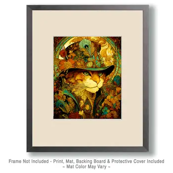 Nouveau Ned - Cats in Hats - Art Print - 8"x10" Artwork