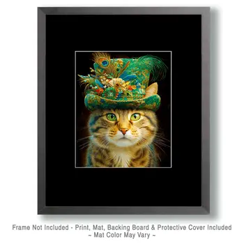 Fancy Fred - Cats in Hats - Art Print - 8"x10" Artwork