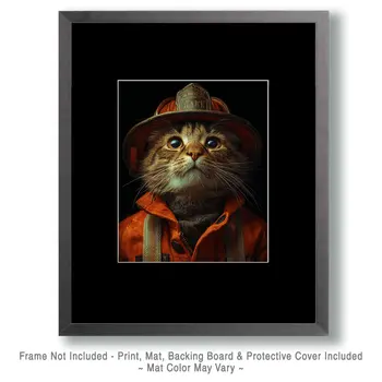 Fireman Tim - Cats in Hats - Art Print - 8"x10" Artwork