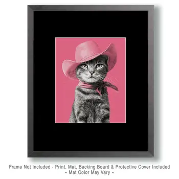 Cowgirl Casey - Cats in Hats - Art Print - 8"x10" Artwork