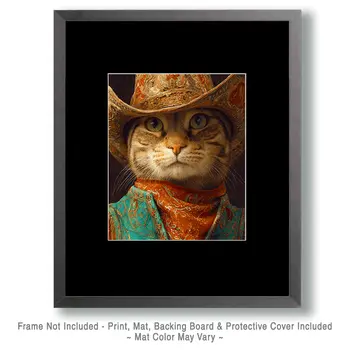 Cowboy Dude - Cats in Hats - Art Print - 8"x10" Artwork